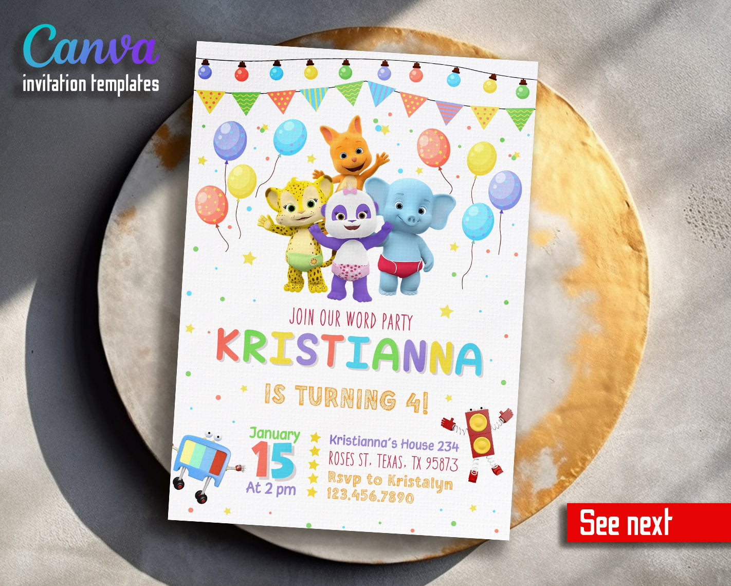 Word Party customizable invitation template | Share or Print |  | IM216