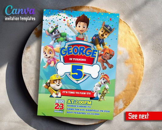 PAW Patrol customizable invitation template | Share or Print | | QY892