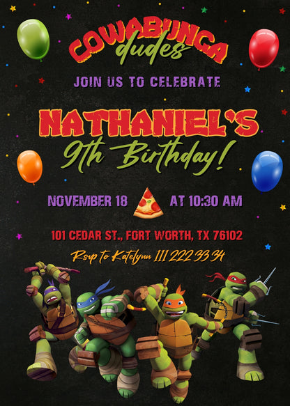 Teenage Mutant Ninja Turtles  customizable invitation template | Share or Print | boy | CO750