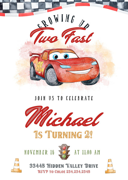 Cars Lightning McQueen customizable invitation template | Share or Print | boy | YM855