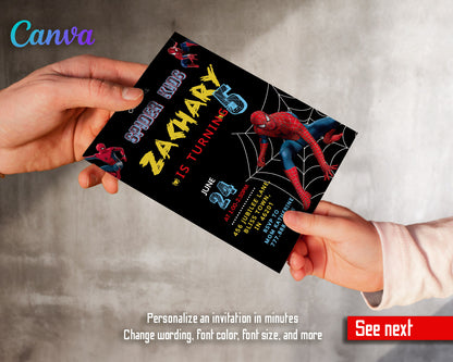 Spiderman Marvel Superhero customizable invitation template | Share or Print | boy | WG349