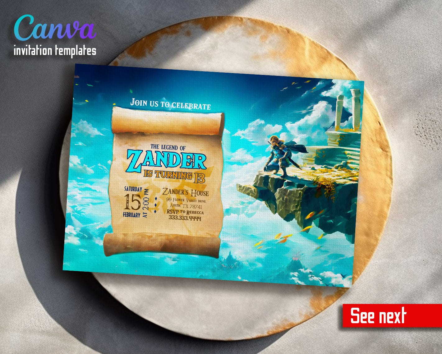 Legend of Zelda customizable invitation template | Share or Print ...