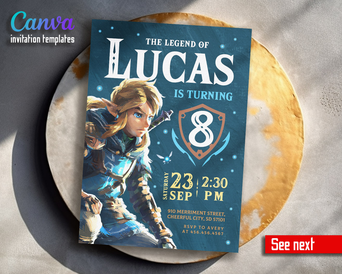 Legend of Zelda  customizable invitation template | Share or Print |  | QU908