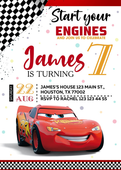 Cars Lighting McQueen customizable invite template | instant download | Share or Print | FP106