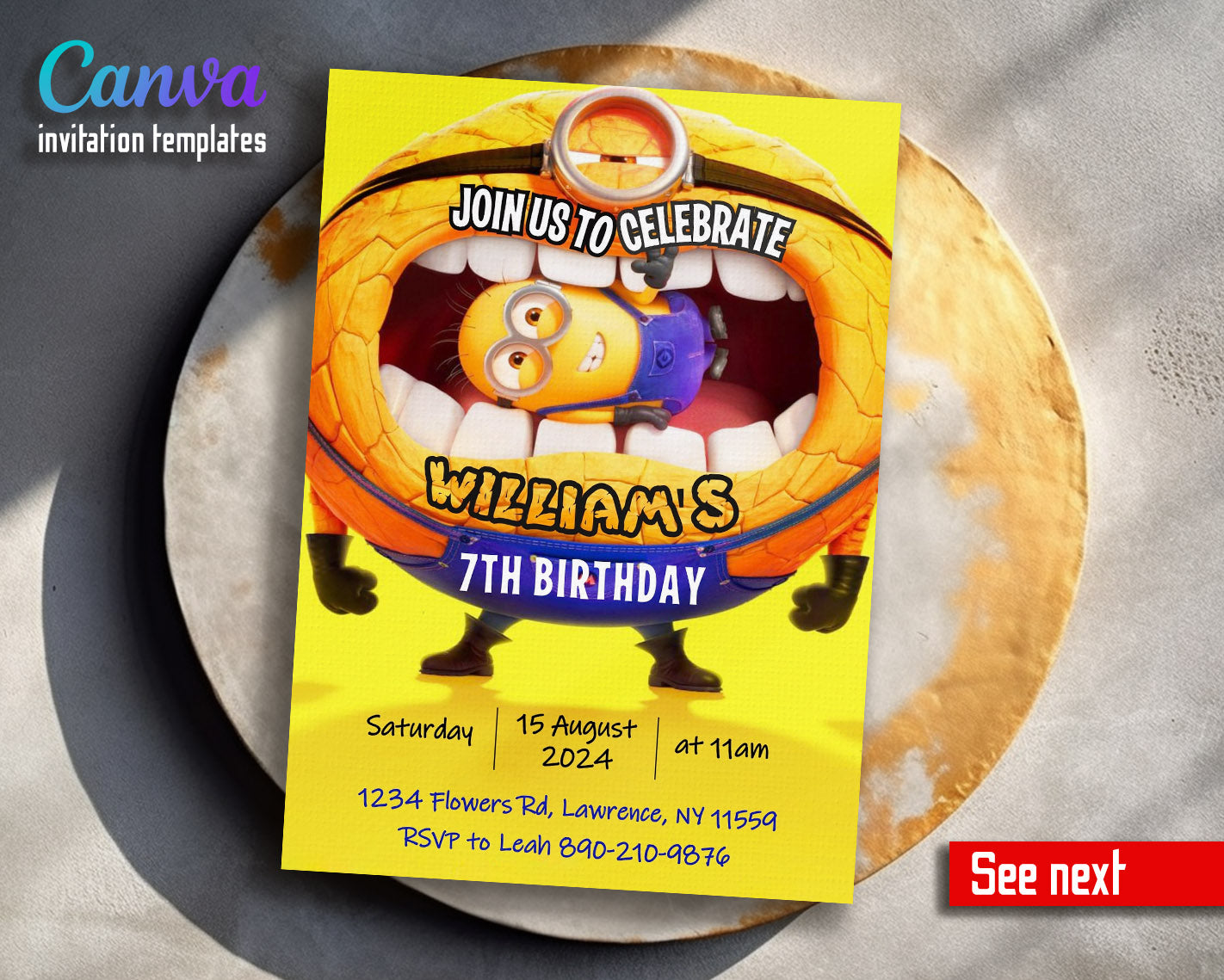 Despicable Me Minions  customizable invitation template | Share or Print |  | MK911