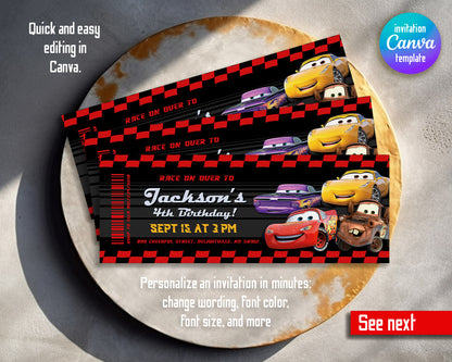 Cars Lightning McQueen customizable invitation template | Share or Print | boy | NT726