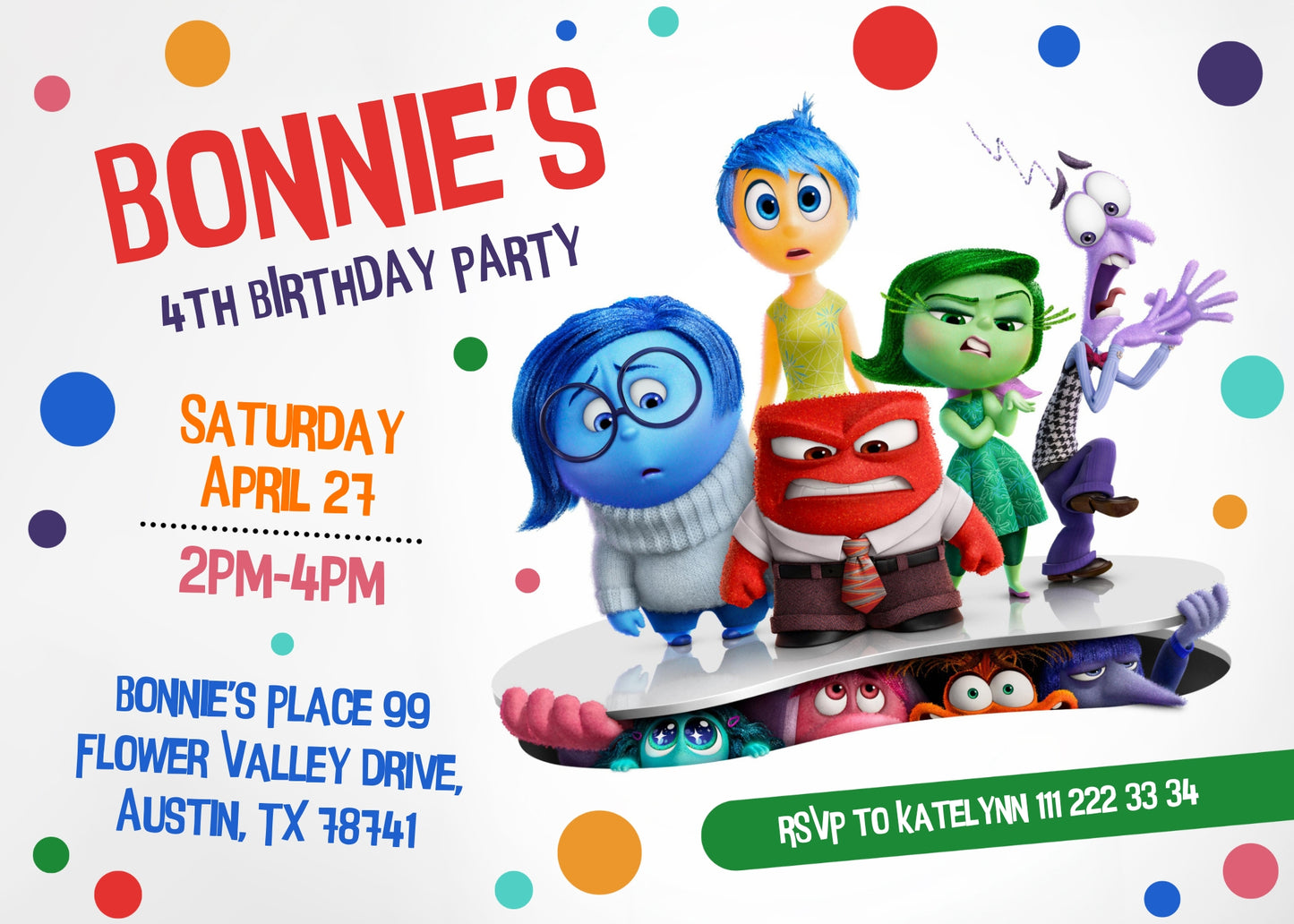 Inside Out 2 customizable invitation template | Share or Print |  | TG810