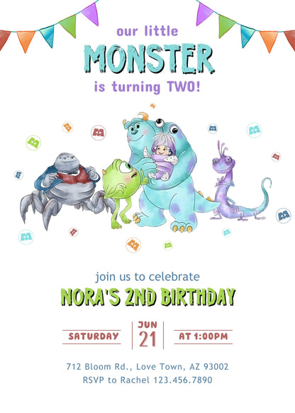 Monsters, Inc.  customizable invitation template | Share or Print |  | KU316