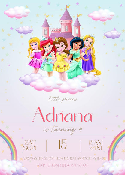 Princess Disney customizable invite template girl | instant download | Share or Print | IL338