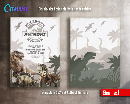 Jurassic World Dinosaur customizable invitation template | Share or Print |  | YL768