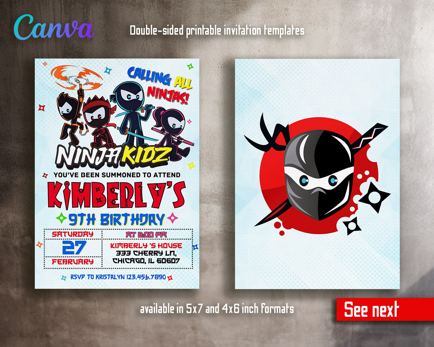 Ninja Kidz TV customizable invitation template | Share or Print |  | CI099