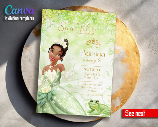 Tiana Frog Princess  customizable invitation template | Share or Print | girl | GP298