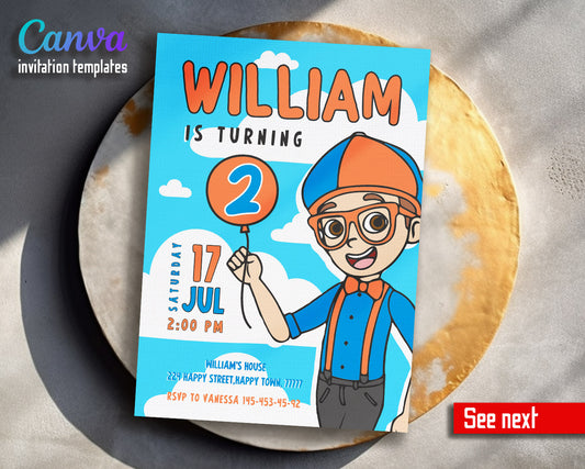 Blippi   customizable invitation template | Share or Print |  | ZP489