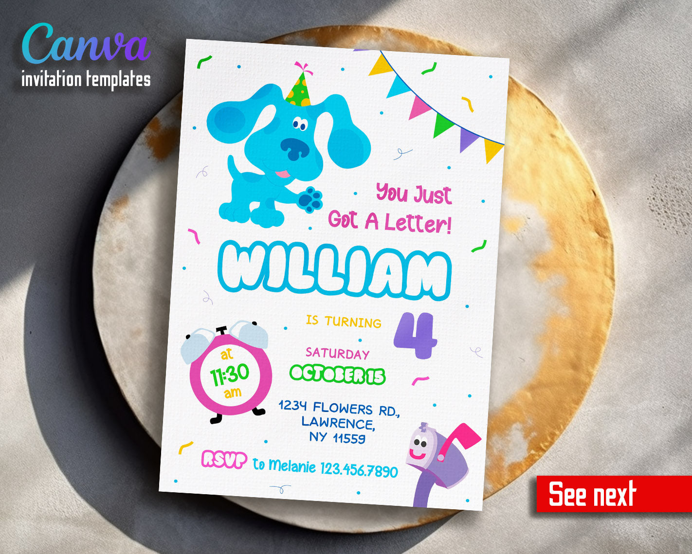 Blue's Clues Puppy customizable invitation template | Share or Print |  | RN656