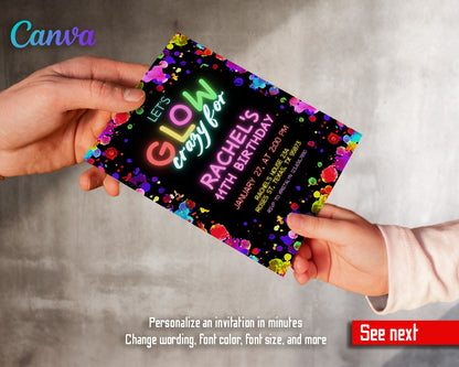 Lets Glow Crazy  customizable invitation template | Share or Print |  | FE524