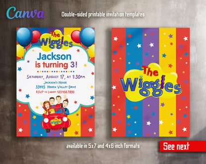 Wiggles One Finger One Thumb customizable invitation template | Share or Print |  | BA069