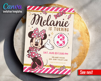 Minnie Mouse Disney Mickey customizable invitation template | Share or Print | girl | DB688