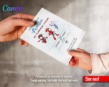 Spidey and His Amazing Friends customizable invitation template | Share or Print | boy | DU804