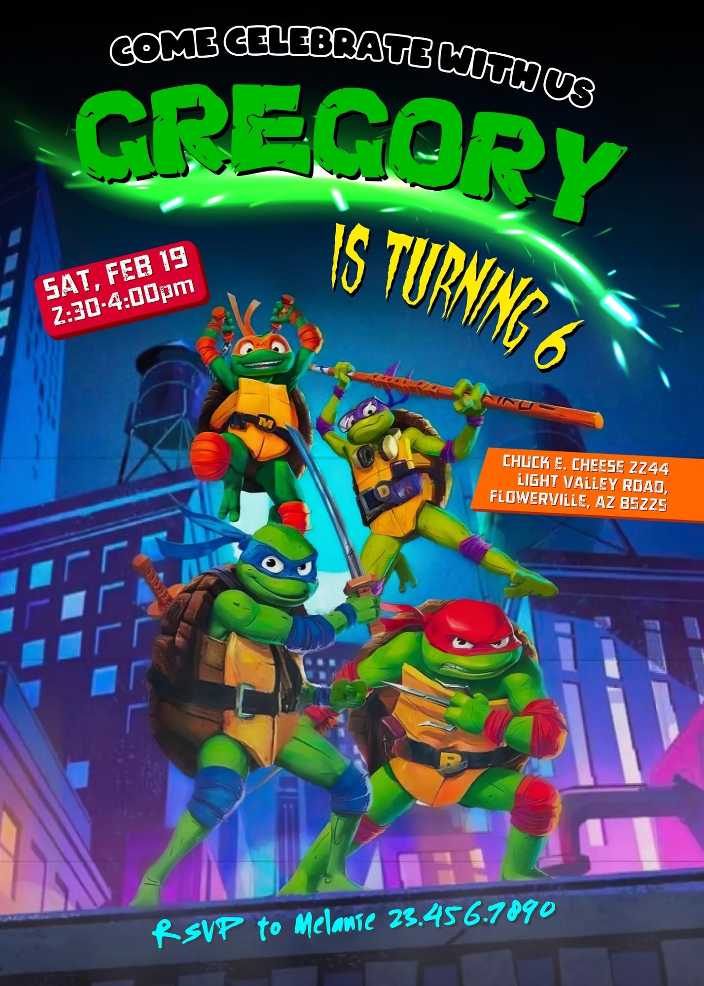 Teenage Mutant Ninja Turtles: Mutant Mayhem customizable invite template boy | instant download | Share or Print | VZ560