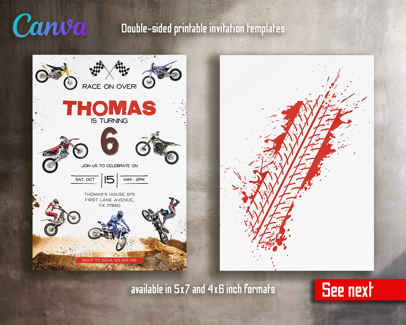 Motocross Extreme customizable invitation template | Share or Print |  | XR791