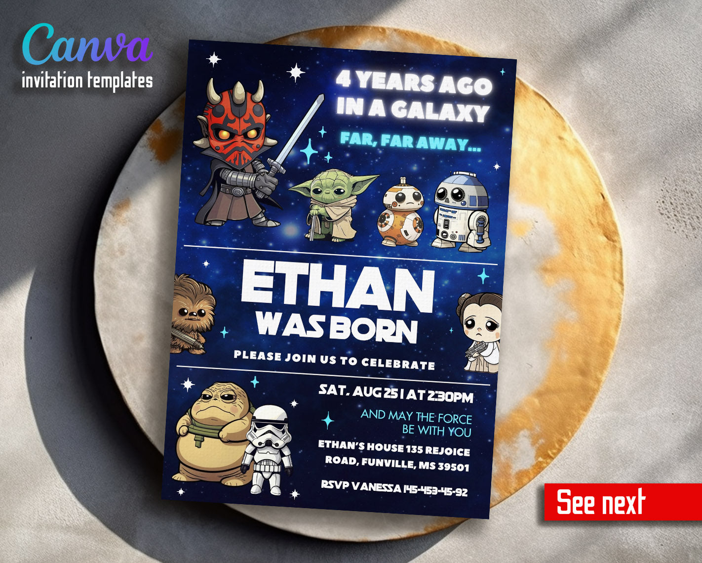 Star Wars Darth Vader  customizable invitation template | Share or Print | boy | ZQ085