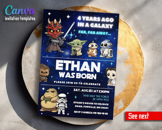 Star Wars Darth Vader  customizable invitation template | Share or Print | boy | ZQ085