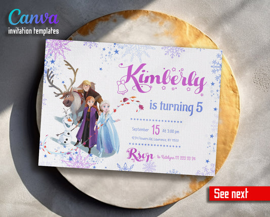 Frozen Elsa  customizable invitation template | Share or Print | girl | ED754