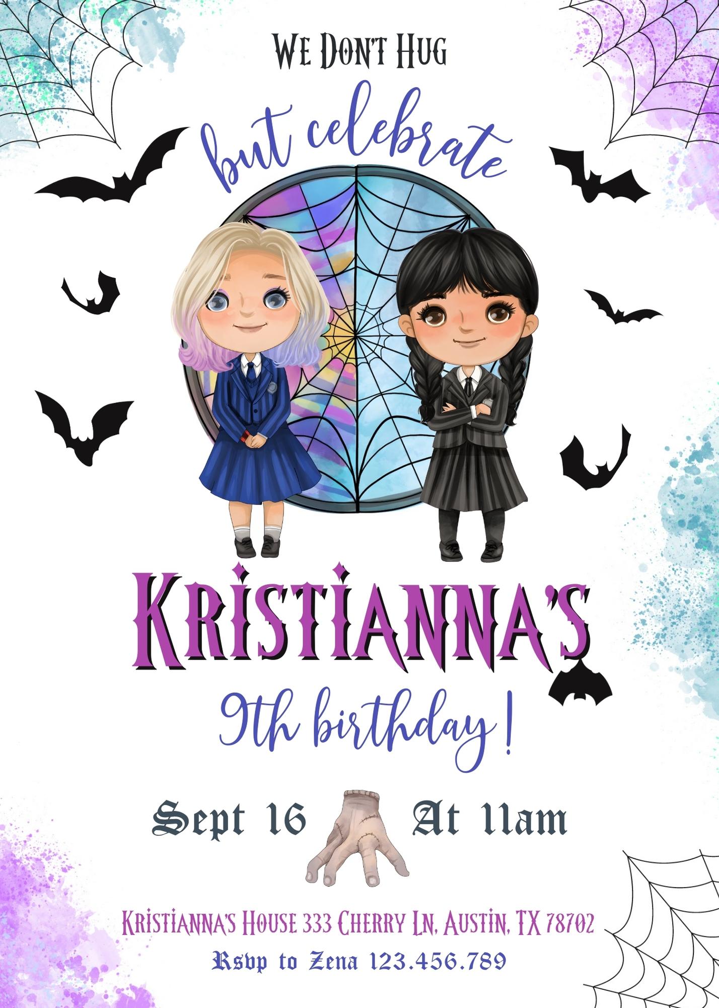 Wednesday Addams customizable invitation template | Share or Print | girl | CY531