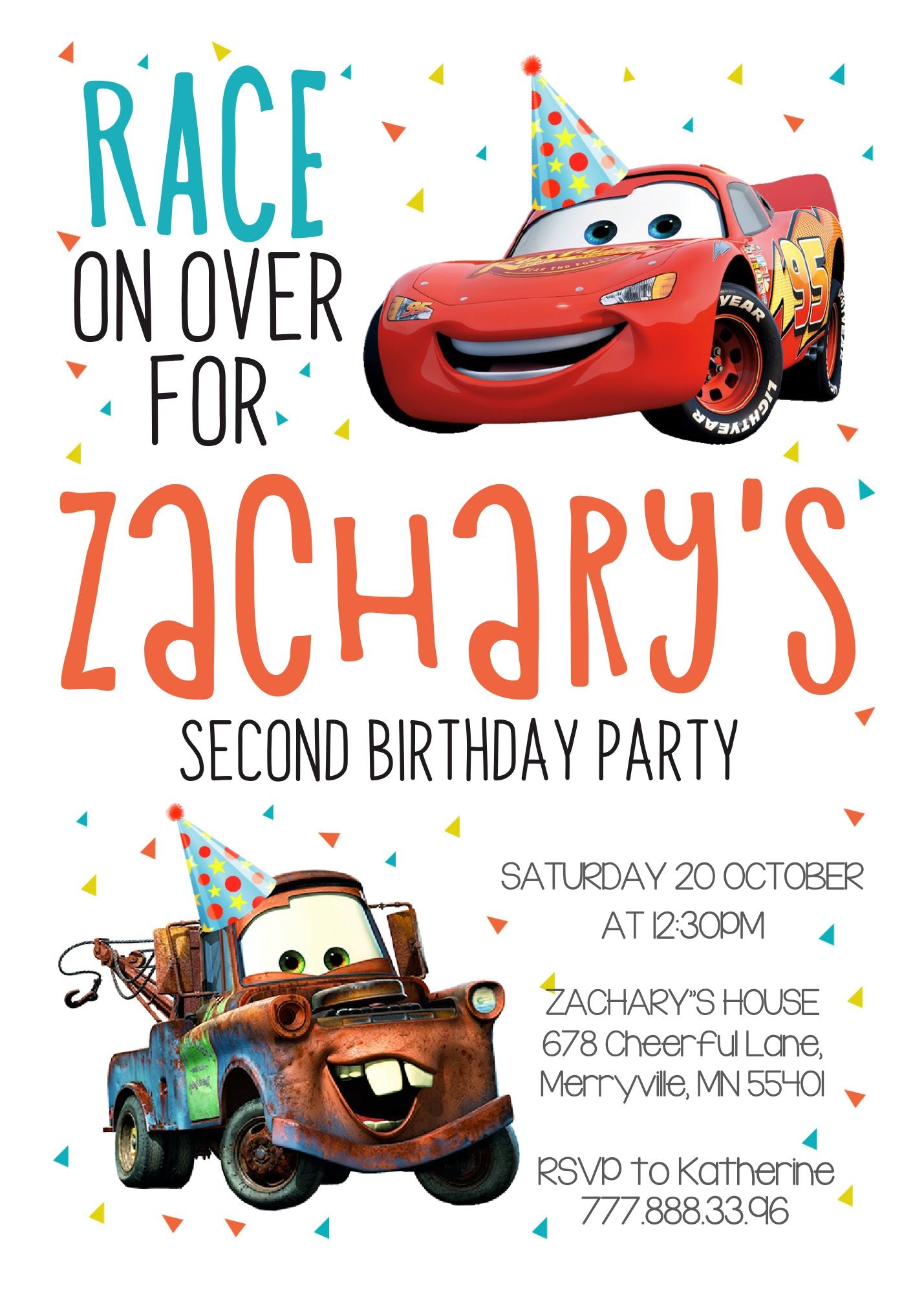 Cars Lighting McQueen customizable invite template | instant download | Share or Print | CY978