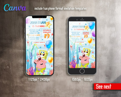 SpongeBob SquarePant customizable invitation template | Share or Print |  | VR905