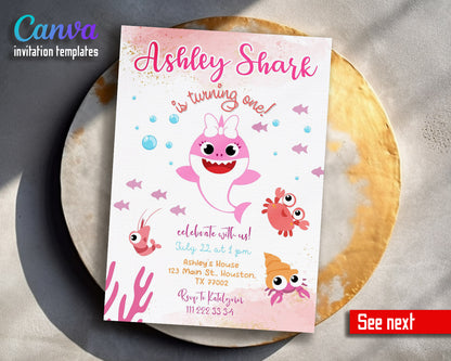 Baby Shark  customizable invitation template | Share or Print |  | FP185