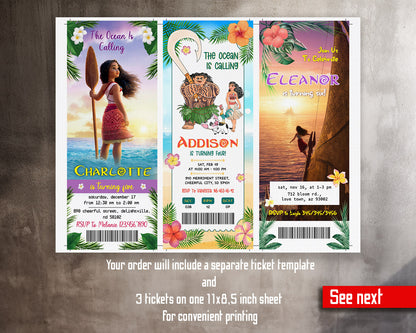 Moana Princess customizable invitation template | Share or Print | girl | BU633