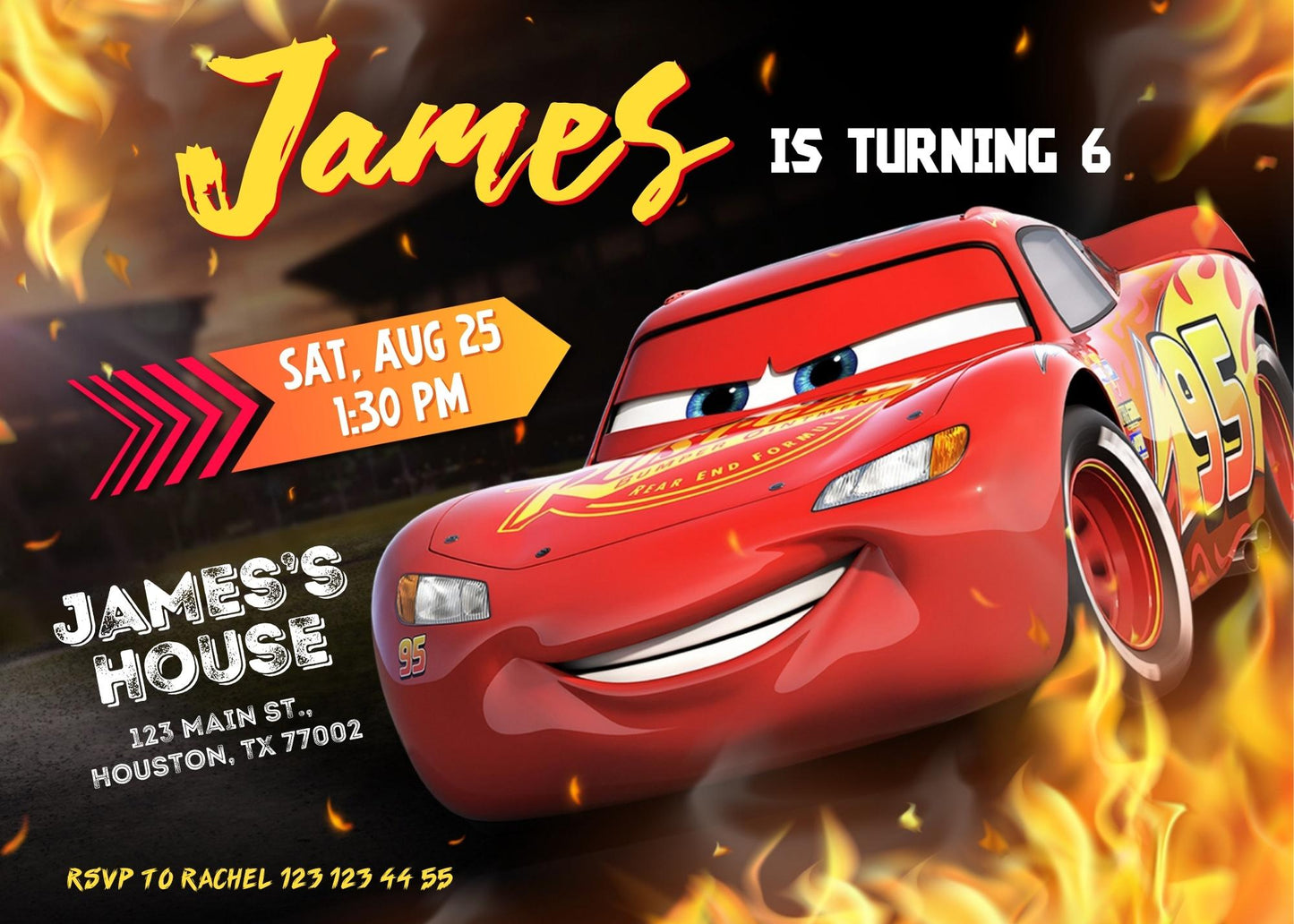 Cars Lighting McQueen customizable invite template | instant download | Share or Print | PP911