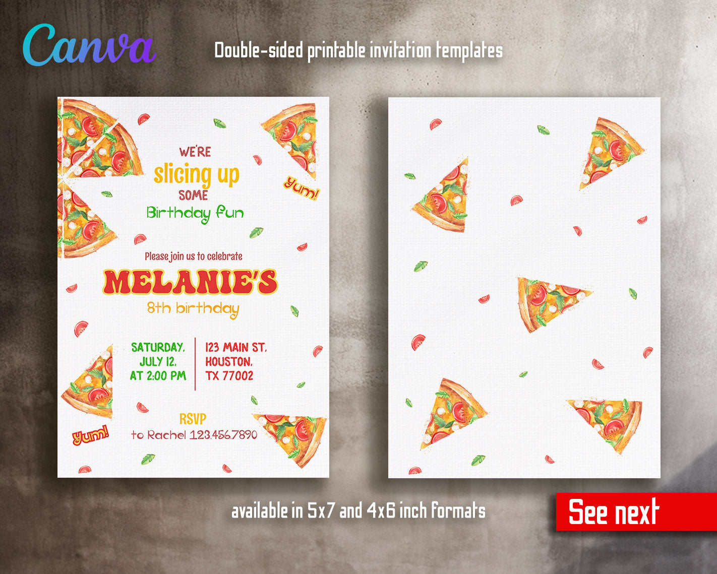 Pizza Party customizable invitation template | Share or Print |  | OP463