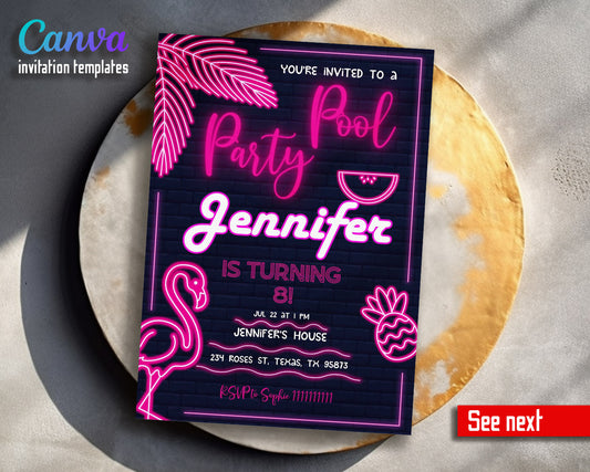 Pool Party customizable invitation template | Share or Print |  | VA302