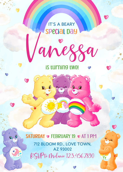 Care Bears  customizable invitation template | Share or Print |  | RS357