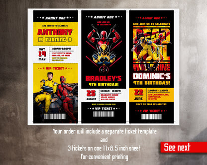 Deadpool Wolverine Marvel customizable invitation template | Share or Print | boy | IH032