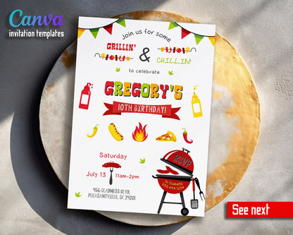 Grill Chill Bbq customizable invitation template | Share or Print |  | NZ898