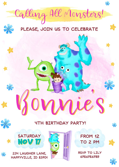 Monsters, Inc.  customizable invitation template | Share or Print |  | KK489