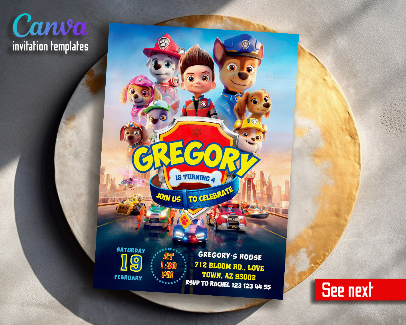 PAW Patrol customizable invitation template | Share or Print | | VA479