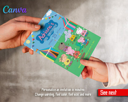 Peppa Pig customizable invitation template | Share or Print | girl | VK010