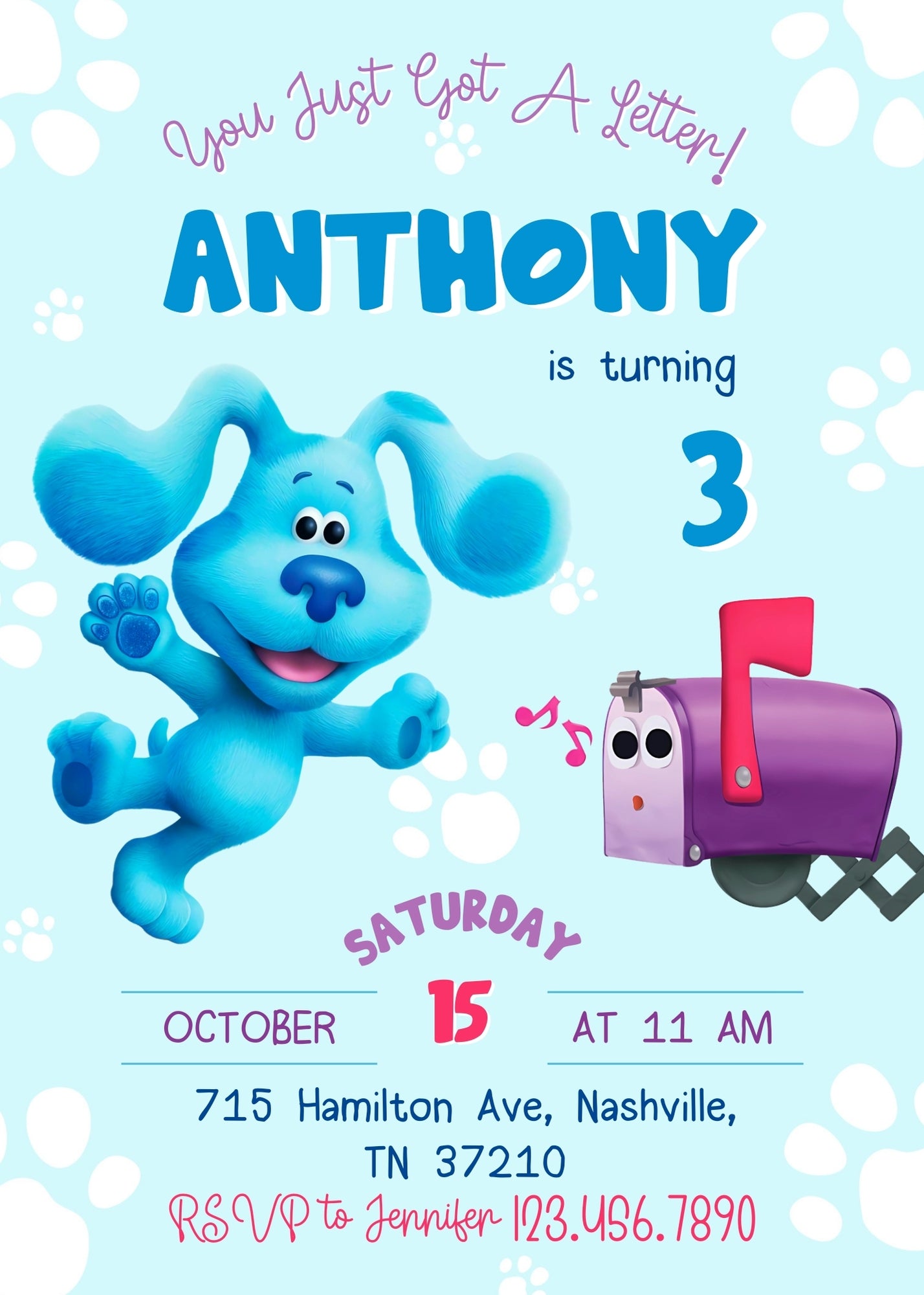 Blue's Clues Puppy customizable invitation template | Share or Print |  | HW653