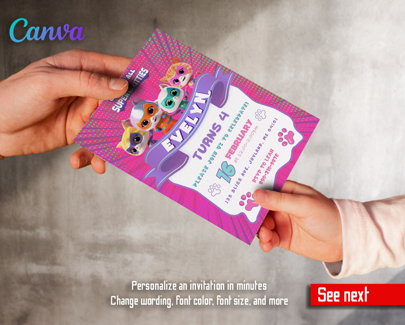 SuperKitties  customizable invitation template | Share or Print |  | AL156