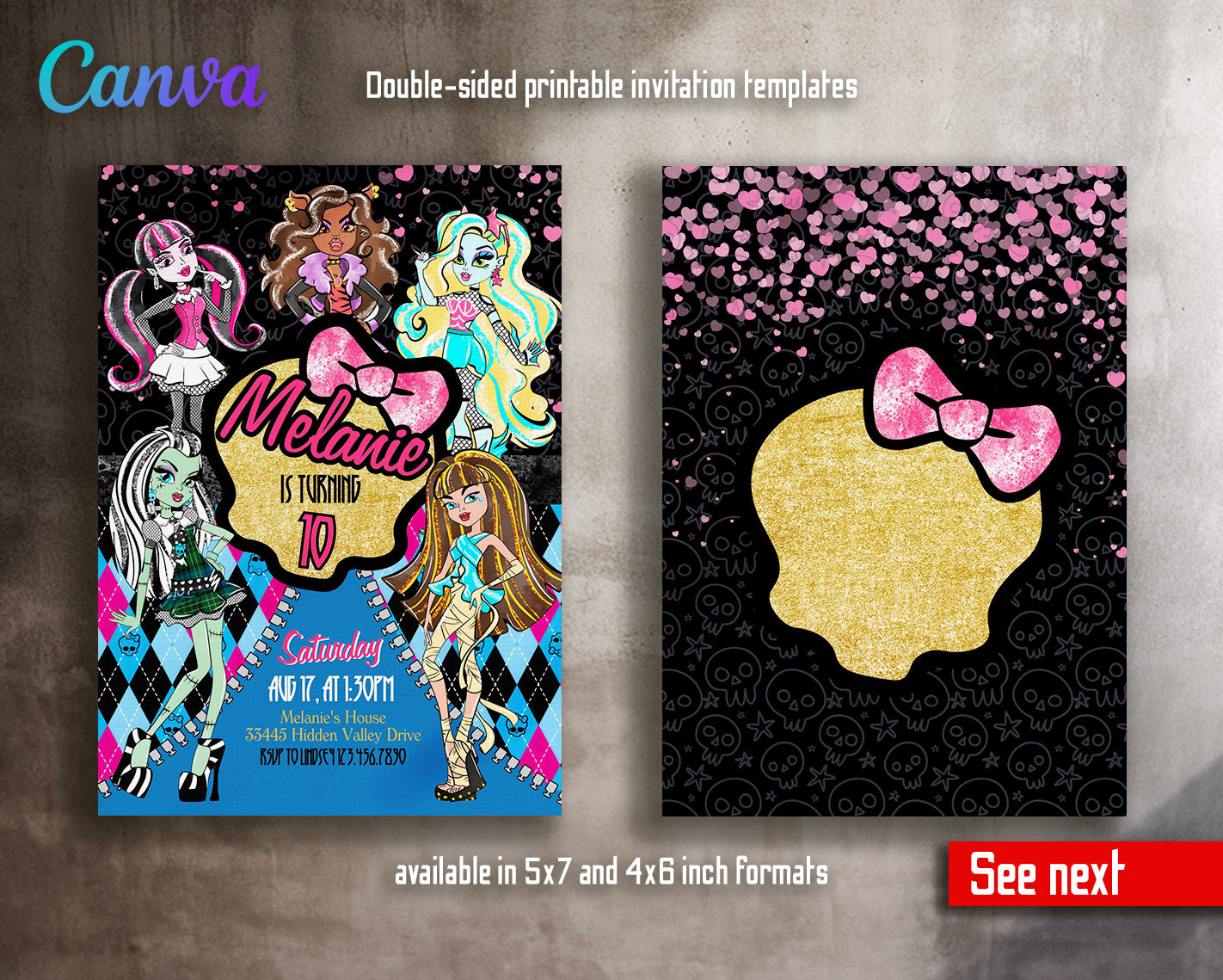 Monster High  customizable invitation template | Share or Print | girl | KM867