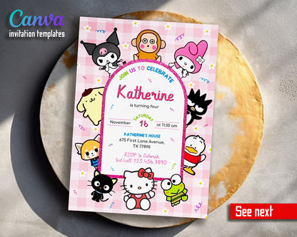 Hello Kitty Sanrio customizable invitation template | Share or Print | | RV208