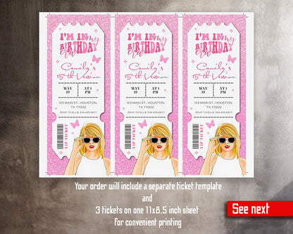 Taylor Swift Eras Tour Ticket customizable invitation template | Share or Print | girl | YH406