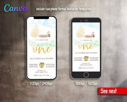 Winnie the Pooh  customizable invitation template | Share or Print |  | IA620