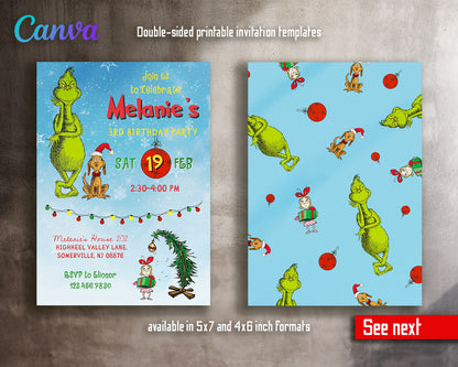 The Grinch  Merry Grinchmas customizable invitation template | Share or Print |  | DD707