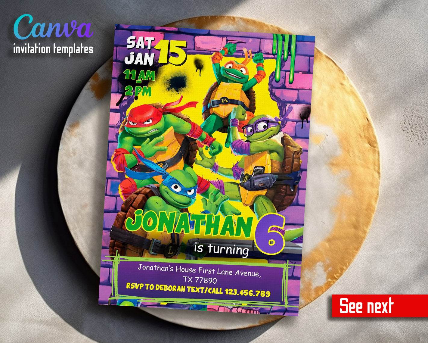 Teenage Mutant Ninja Turtles  customizable invitation template | Share or Print | boy | TG725