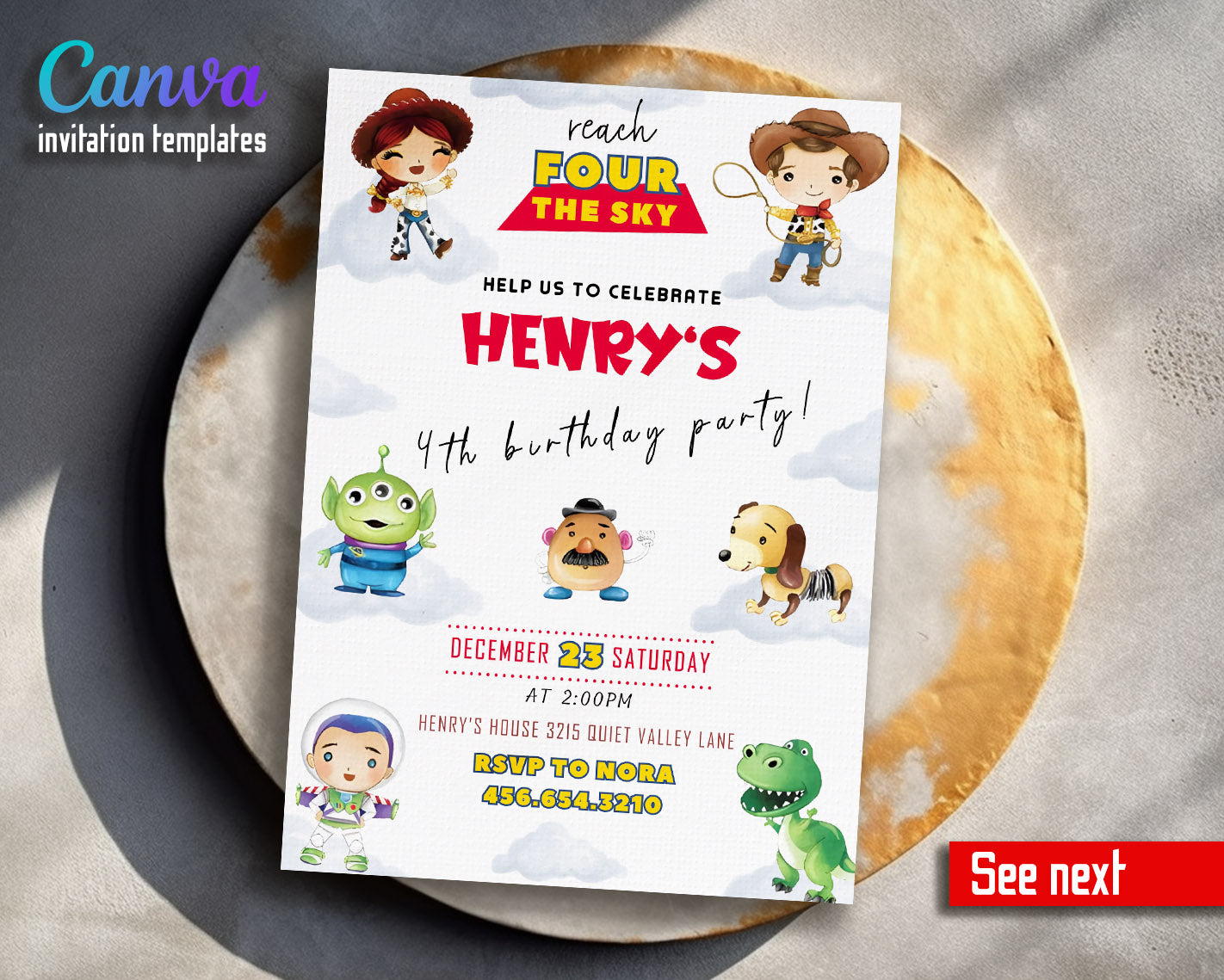 Toy Story Woody  customizable invitation template | Share or Print |  | JQ260